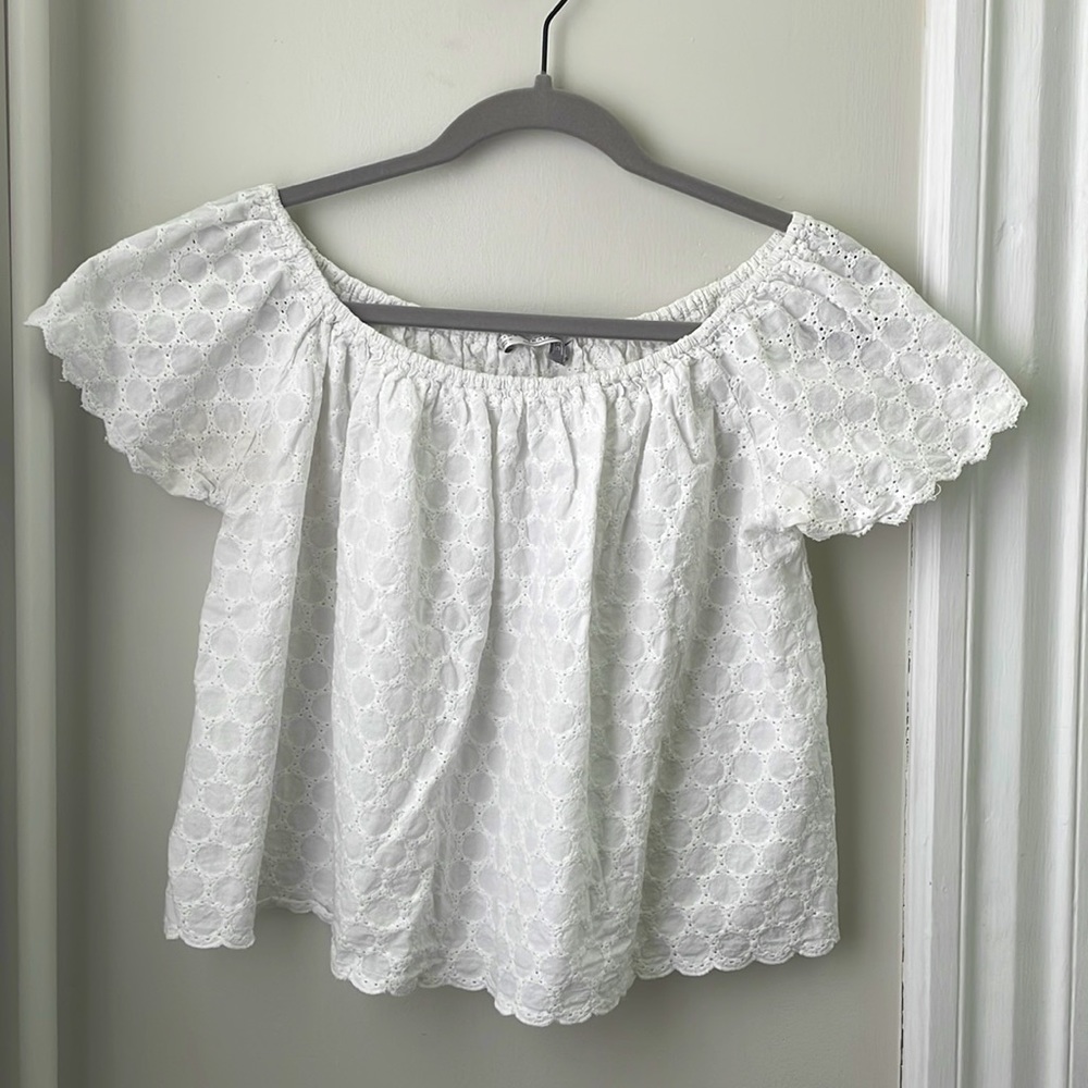 Zara Trafaluc Off-the-Shoulder White Blouse